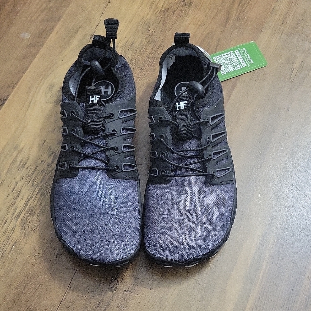 Black Athletic Shoes with Sock-Like Fit and Lightweight Design